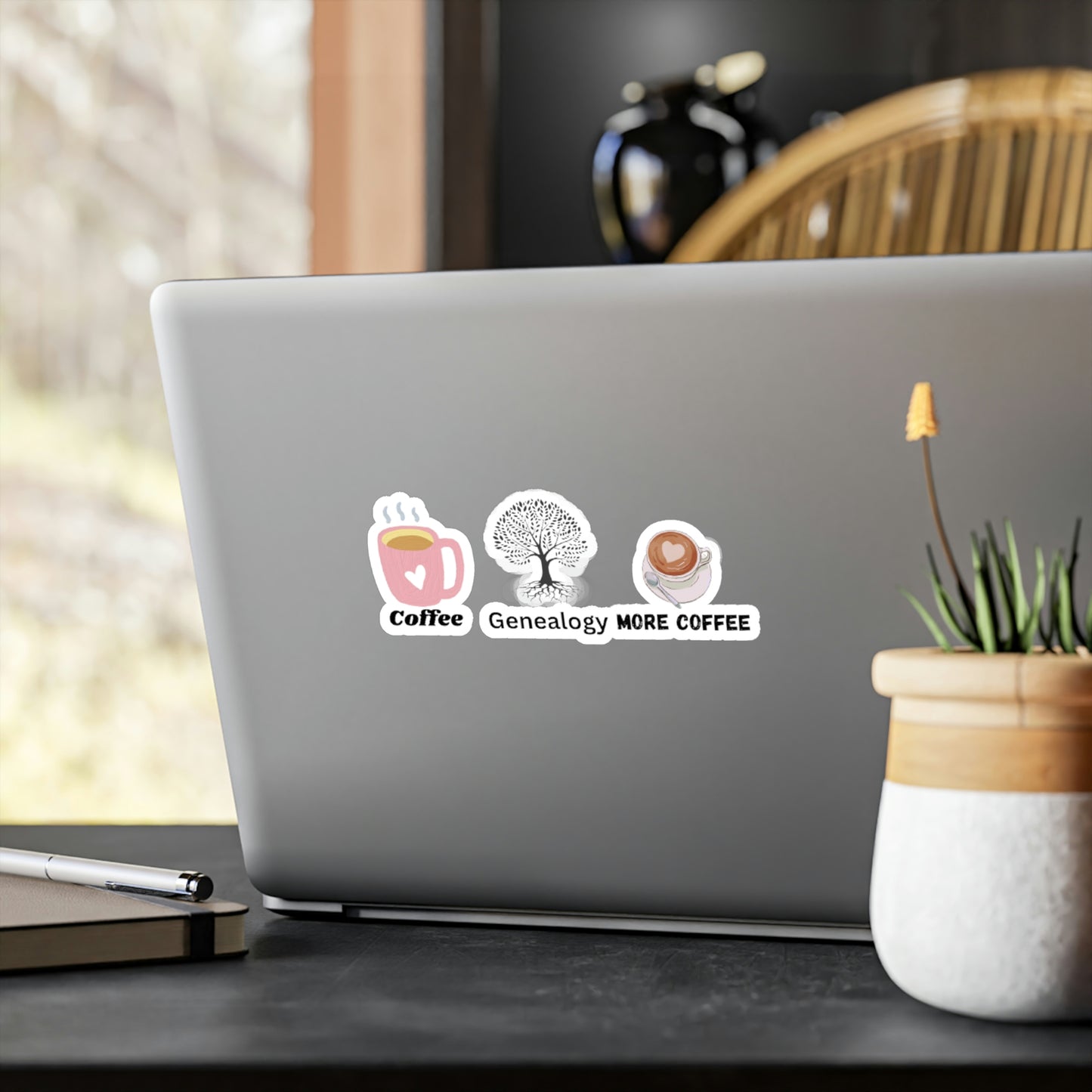 Coffee and Genealogy Kiss-Cut Vinyl Decals