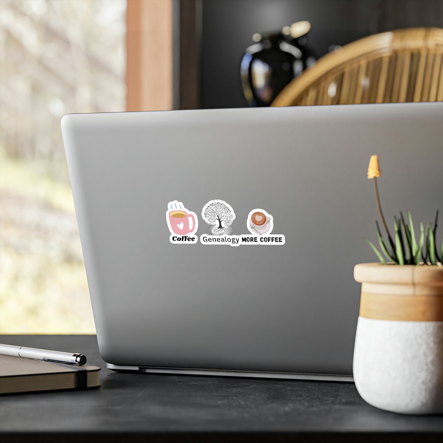Coffee and Genealogy Kiss-Cut Vinyl Decals